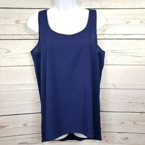 Soprano Womens Sleeveless Racerback Top Blue Scoop Neck Sheer Size L